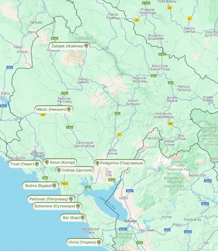 Map of Montenegro