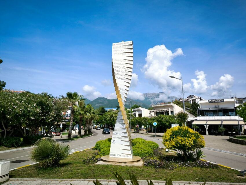 The Zero kilometer sign in Bar, Montenegro